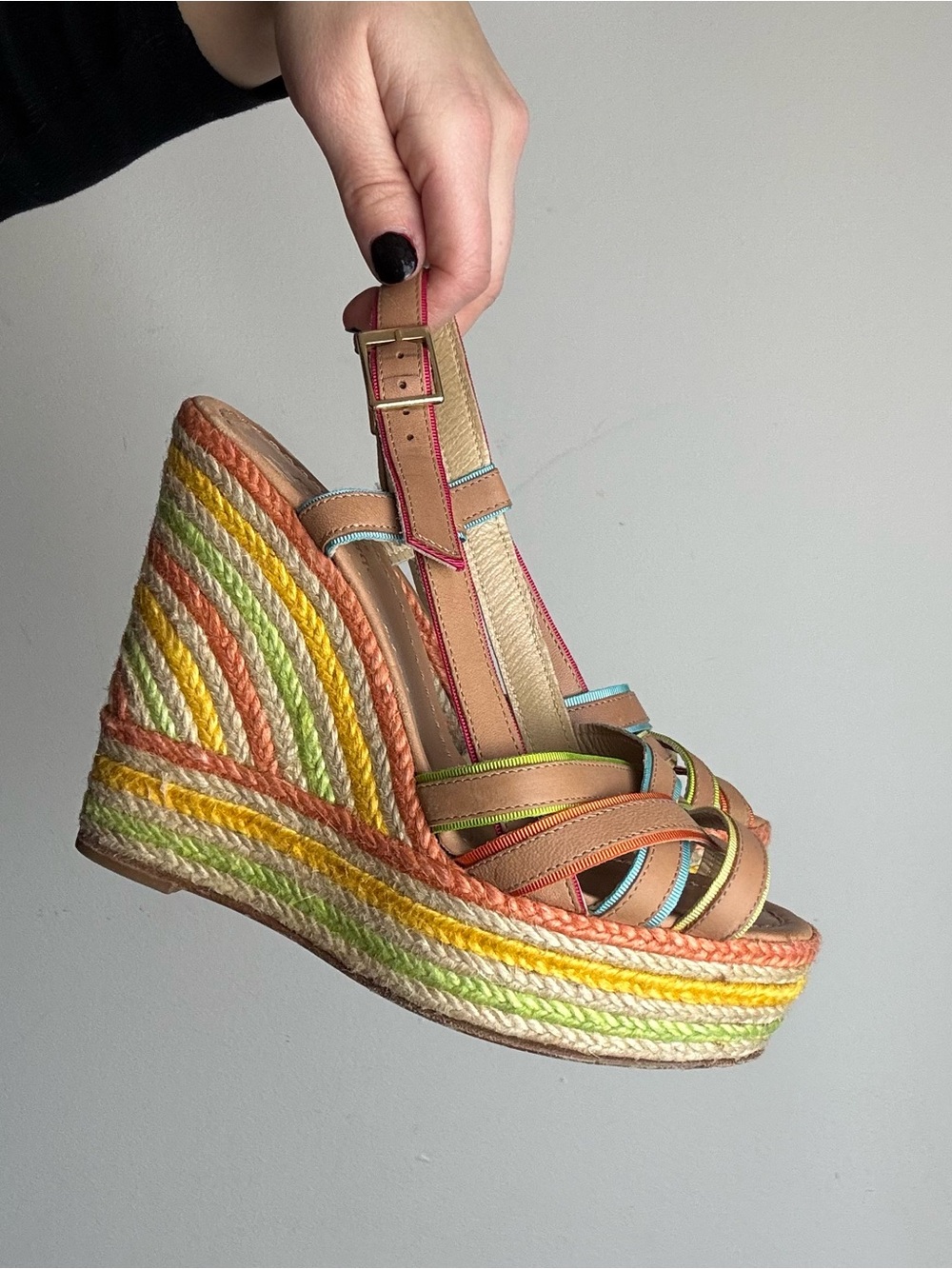 Kate Spade Women’s Multicolor Espadrille Wedge Sandals Made in Spain - Picture 2 of 7